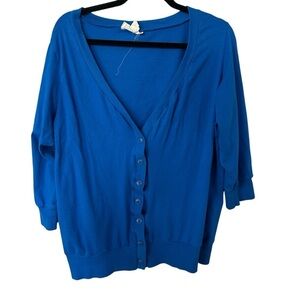 Derek Heart Plus Women’s V-Neck Buttoned Front 3/4 Sleeve Cardigan Sz 2X GUC